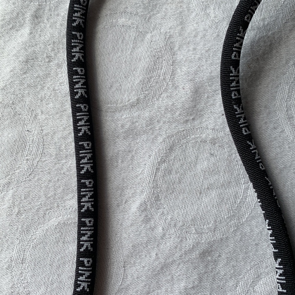 Pink Drawstring Backpack With 2 Outside Black Mes… - image 4